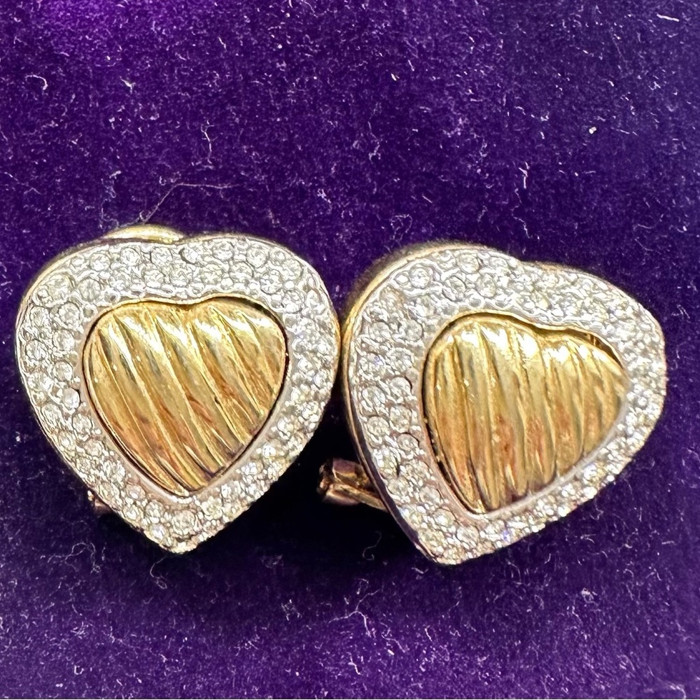 Brighton heart shaped earrings. Gold with diamonds.